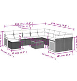 vidaXL 12-delige Loungeset met kussens poly rattan zwart