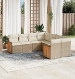 vidaXL 8-delige Loungeset met kussens poly rattan beige