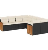 vidaXL 8-delige Loungeset met kussens poly rattan zwart