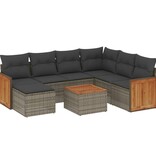 vidaXL 8-delige Loungeset met kussens poly rattan grijs