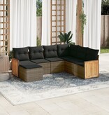 vidaXL 7-delige Loungeset met kussens poly rattan grijs