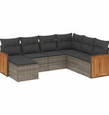 vidaXL 7-delige Loungeset met kussens poly rattan grijs