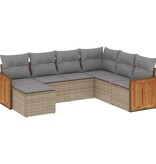 vidaXL 7-delige Loungeset met kussens poly rattan beige