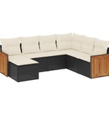 vidaXL 7-delige Loungeset met kussens poly rattan zwart