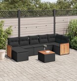 vidaXL 8-delige Loungeset met kussens poly rattan zwart