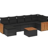 vidaXL 8-delige Loungeset met kussens poly rattan zwart