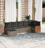 vidaXL 7-delige Loungeset met kussens poly rattan grijs