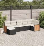 vidaXL 7-delige Loungeset met kussens poly rattan zwart