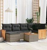 vidaXL 7-delige Loungeset met kussens poly rattan grijs