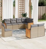 vidaXL 8-delige Loungeset met kussens poly rattan beige