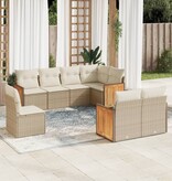 vidaXL 8-delige Loungeset met kussens poly rattan beige