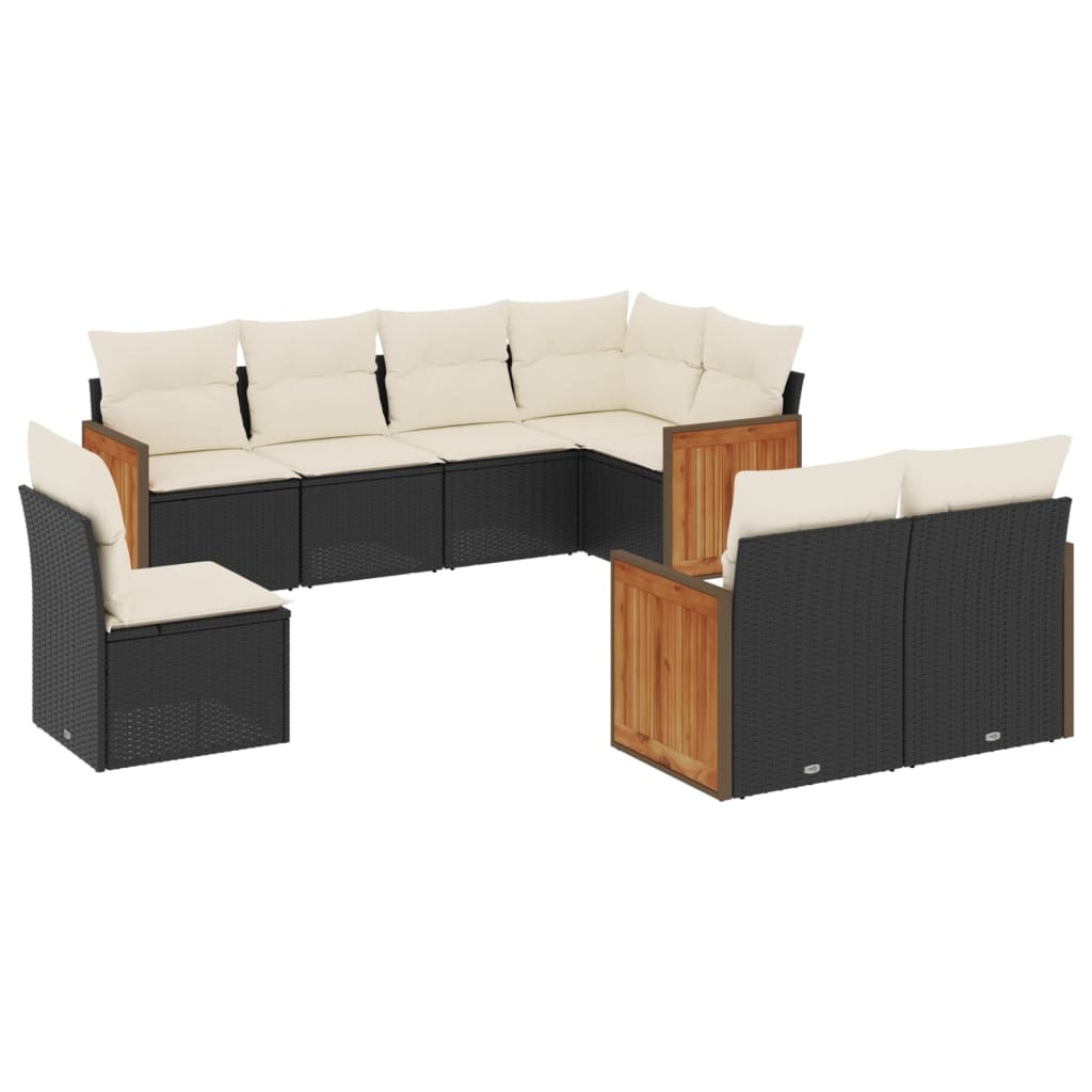 vidaXL 8-delige Loungeset met kussens poly rattan zwart