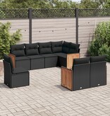 vidaXL 8-delige Loungeset met kussens poly rattan zwart