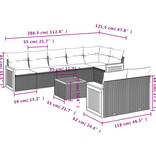 vidaXL 9-delige Loungeset met kussens poly rattan zwart