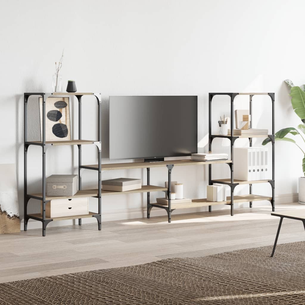 vidaXL Tv-meubel 206,5x28,5x95 cm bewerkt hout sonoma eikenkleurig