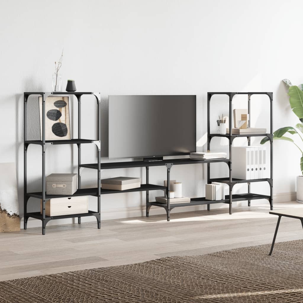 vidaXL Tv-meubel 206,5x28,5x95 cm bewerkt hout zwart