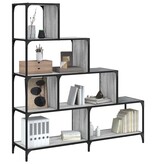 vidaXL Boekenkast 4-laags 139x33,5x149 cm bewerkt hout grijs sonoma