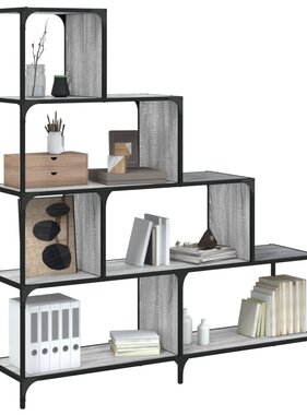 VidaXL Boekenkast 4-laags 139x33,5x149 cm bewerkt hout grijs sonoma