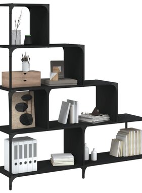 VidaXL Boekenkast 4-laags 139x33,5x149 cm bewerkt hout zwart