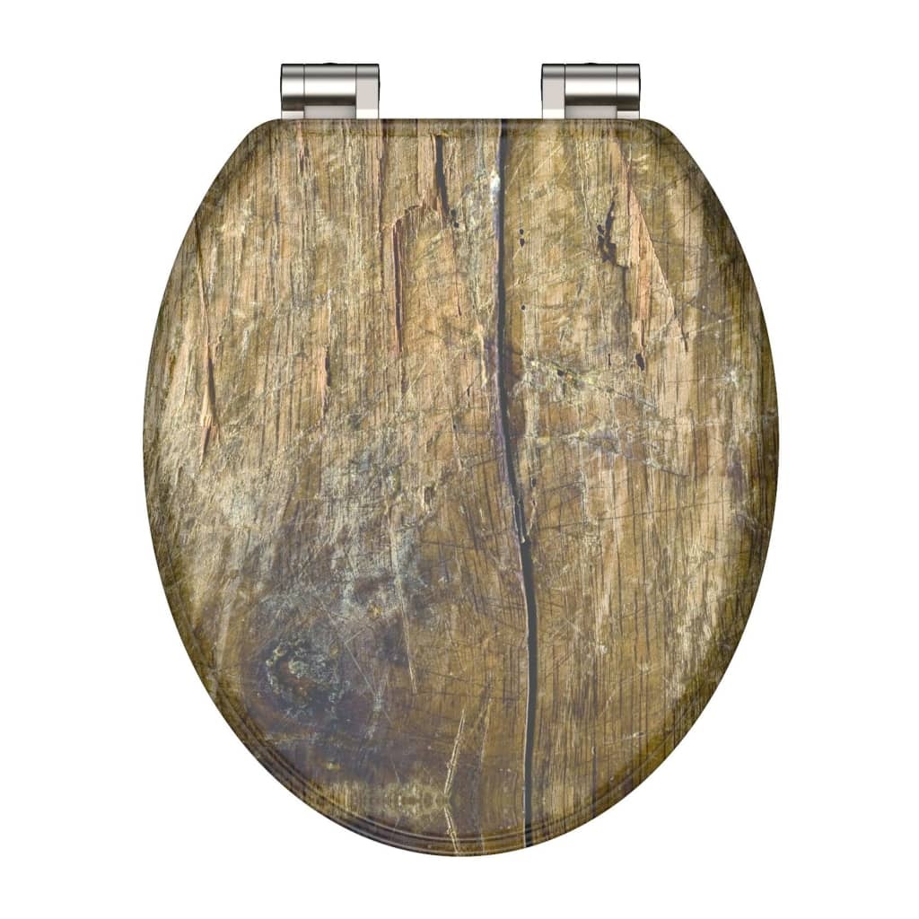 vidaXL Toiletbril Solid Wood MDF bruin