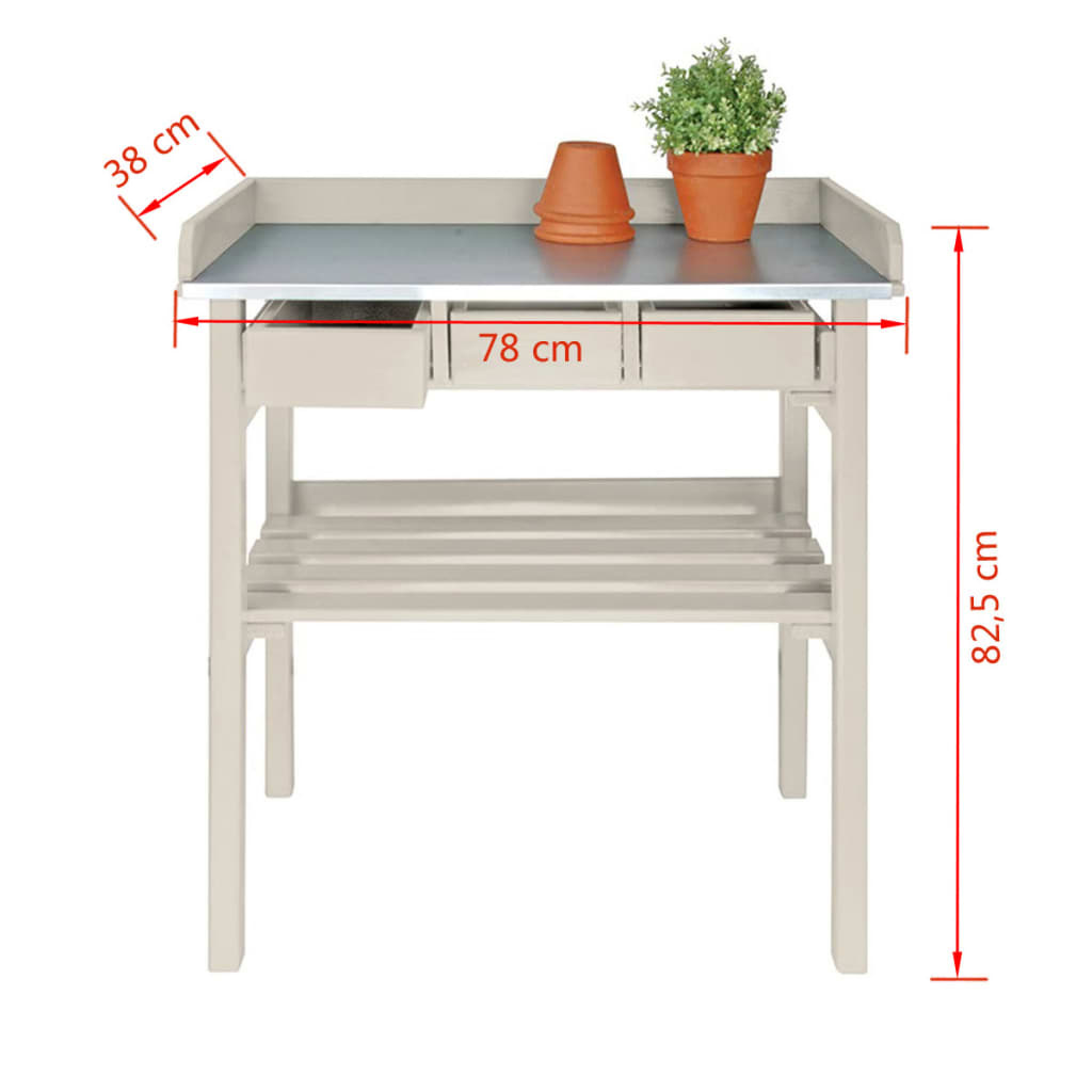 vidaXL tuinwerktafel met lades (wit) CF29W