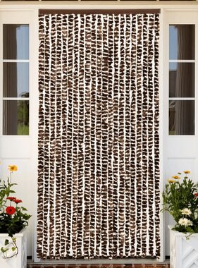 vidaXL Vliegengordijn 56x200 cm chenille bruin en wit