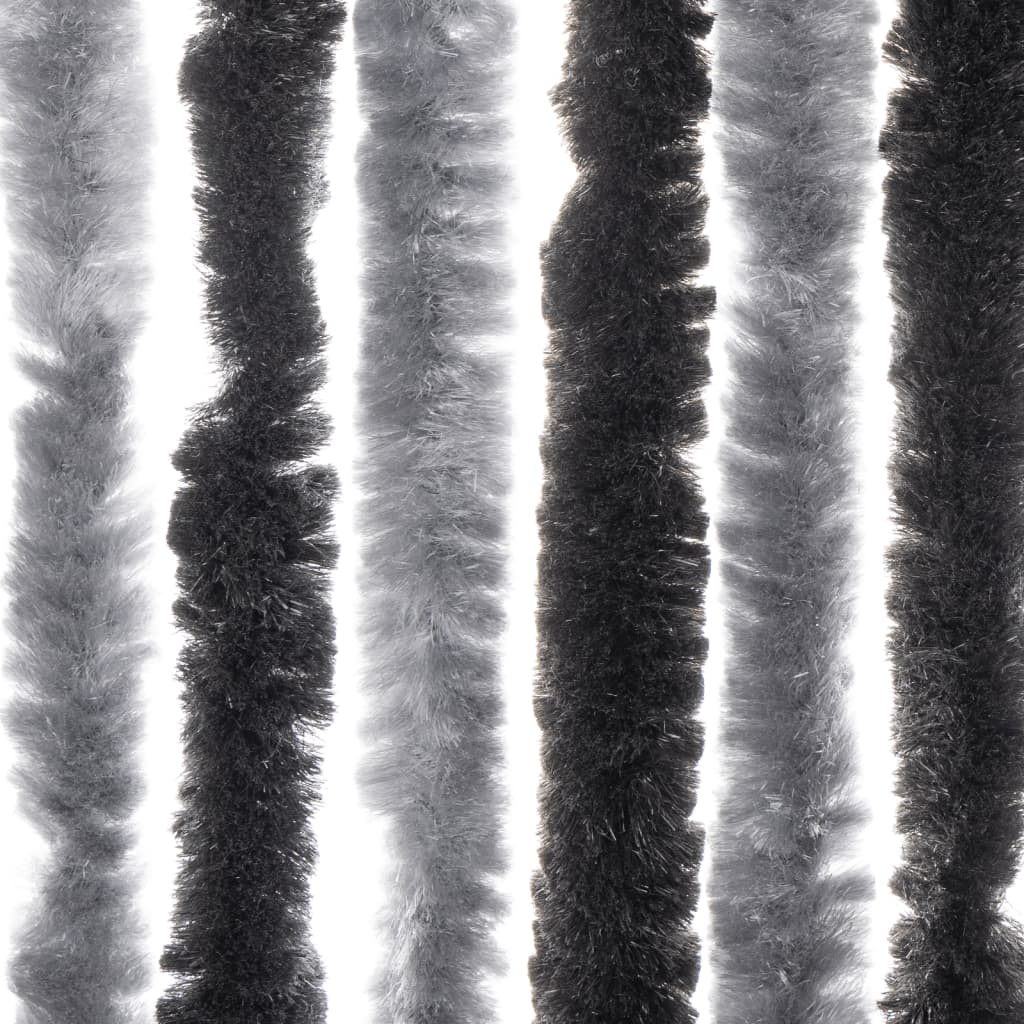 vidaXL Vliegengordijn 100x220 cm chenille grijs en zwart