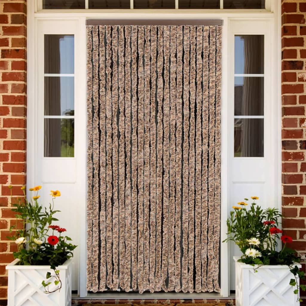 vidaXL Vliegengordijn 100x230 cm chenille beige en donkerbruin