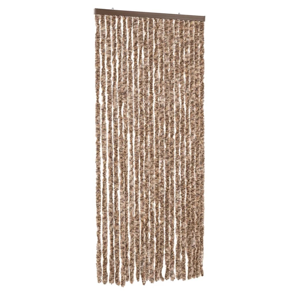 vidaXL Vliegengordijn 90x220 cm chenille beige en donkerbruin