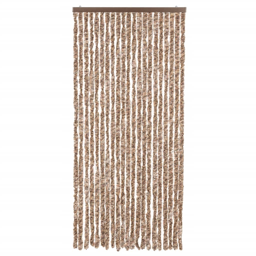 vidaXL Vliegengordijn 90x220 cm chenille beige en donkerbruin