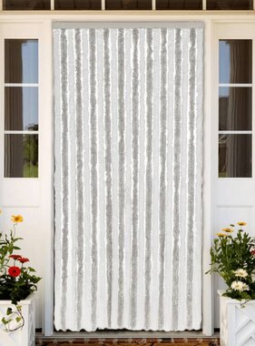 vidaXL Vliegengordijn 100x200 cm chenille lichtgrijs en wit