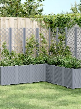 vidaXL Plantenbak met latwerk 160x160x140 cm polypropeen grijs