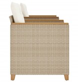 vidaXL 3-delige Bistroset met kussens poly rattan en acaciahout beige