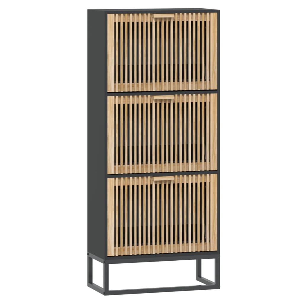 vidaXL Schoenenkast 52x25x120 cm bewerkt hout zwart