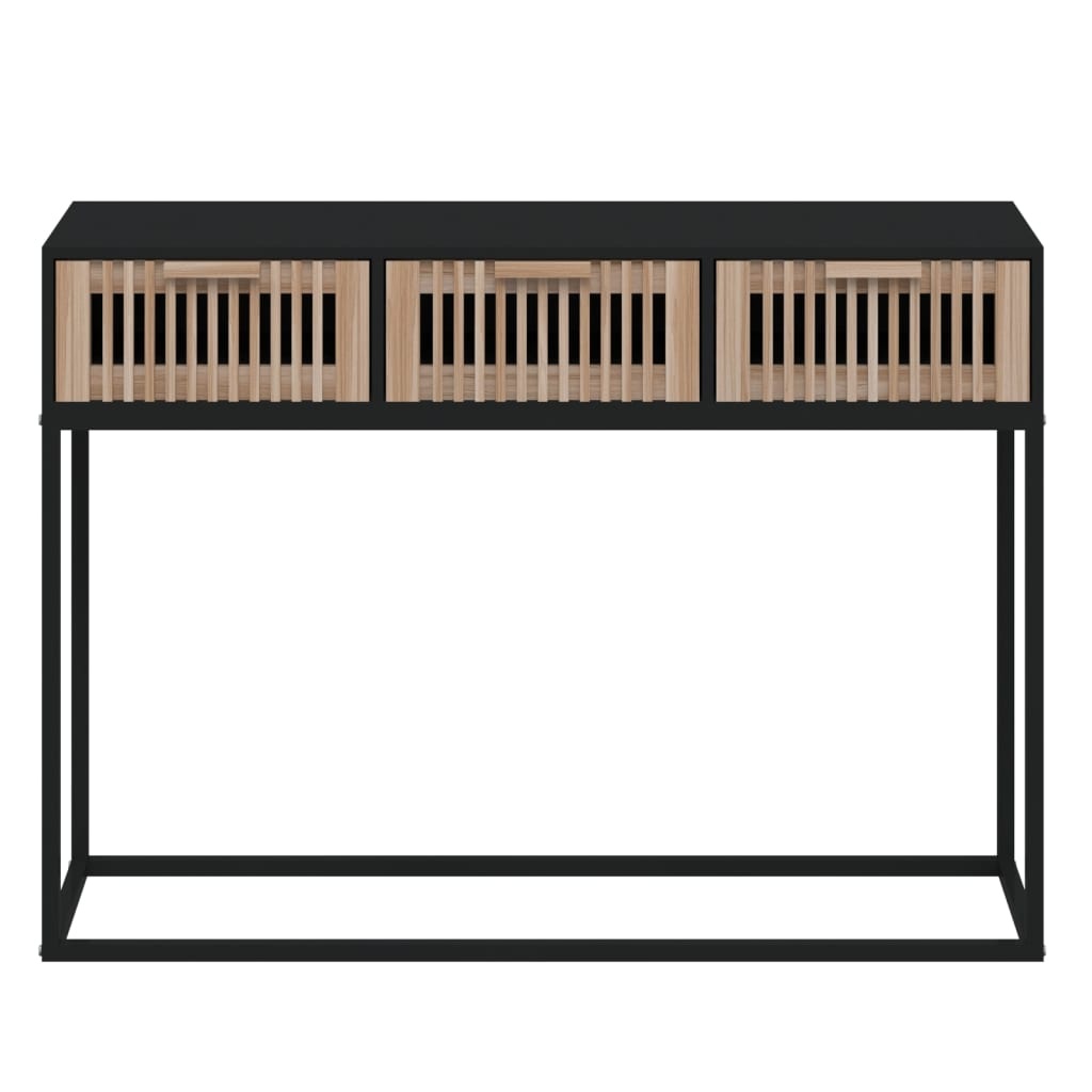 vidaXL Wandtafel 105x30x75 cm bewerkt hout en ijzer zwart