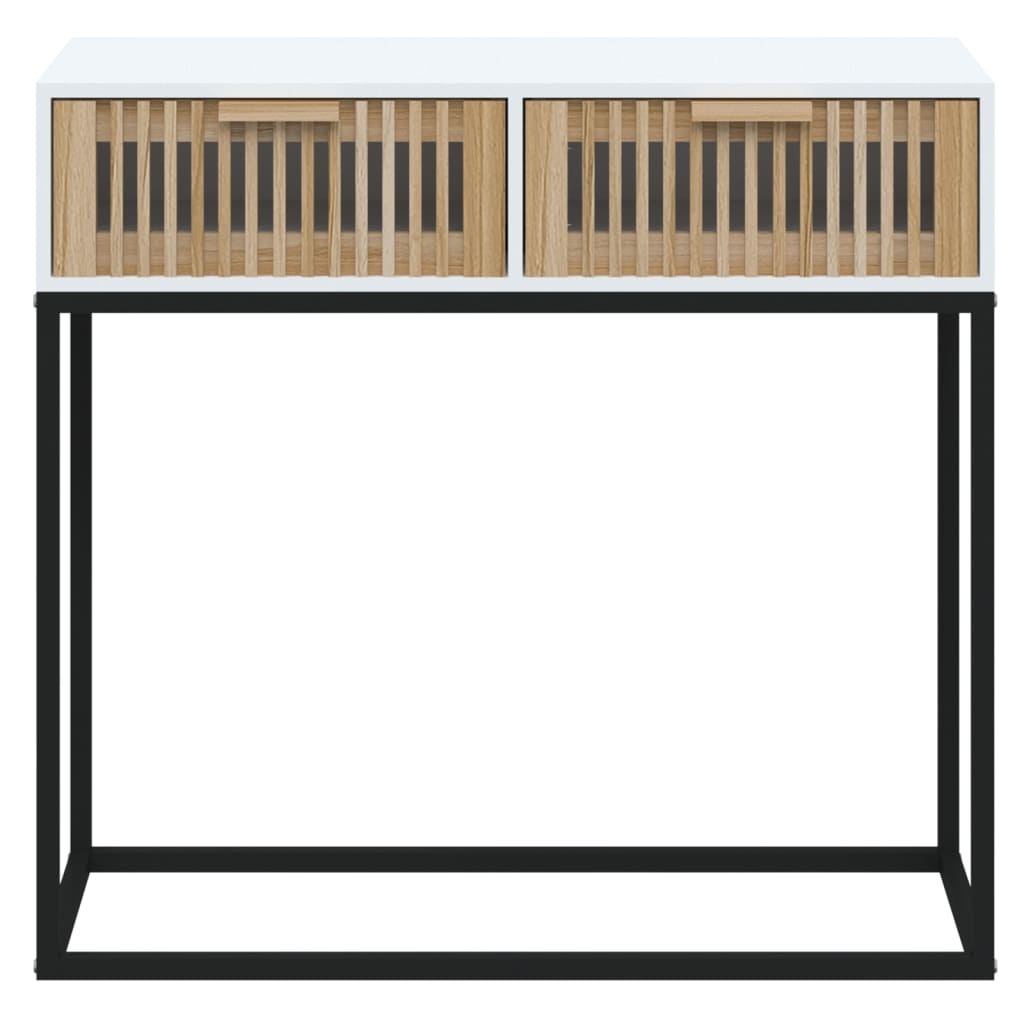 vidaXL Wandtafel 80x30x75 cm bewerkt hout en ijzer wit