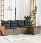 vidaXL 5-delige Loungeset met kussens poly rattan grijs