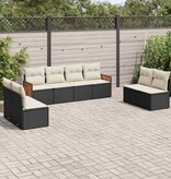 vidaXL 8-delige Loungeset met kussens poly rattan zwart