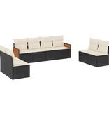 vidaXL 8-delige Loungeset met kussens poly rattan zwart