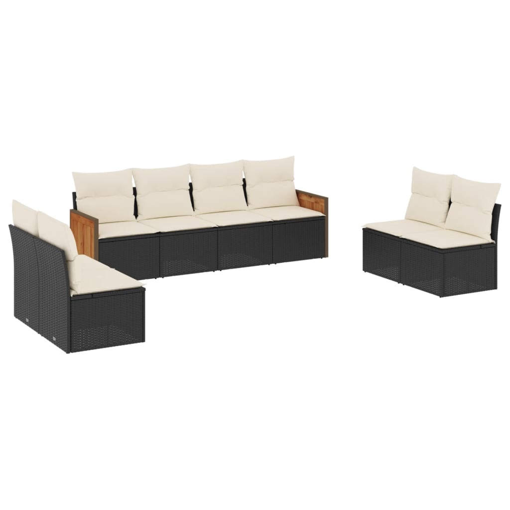 vidaXL 8-delige Loungeset met kussens poly rattan zwart