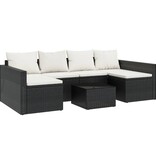 vidaXL 2-delige Loungeset met kussens poly rattan zwart