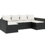 vidaXL 2-delige Loungeset met kussens poly rattan zwart