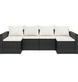 vidaXL 2-delige Loungeset met kussens poly rattan zwart