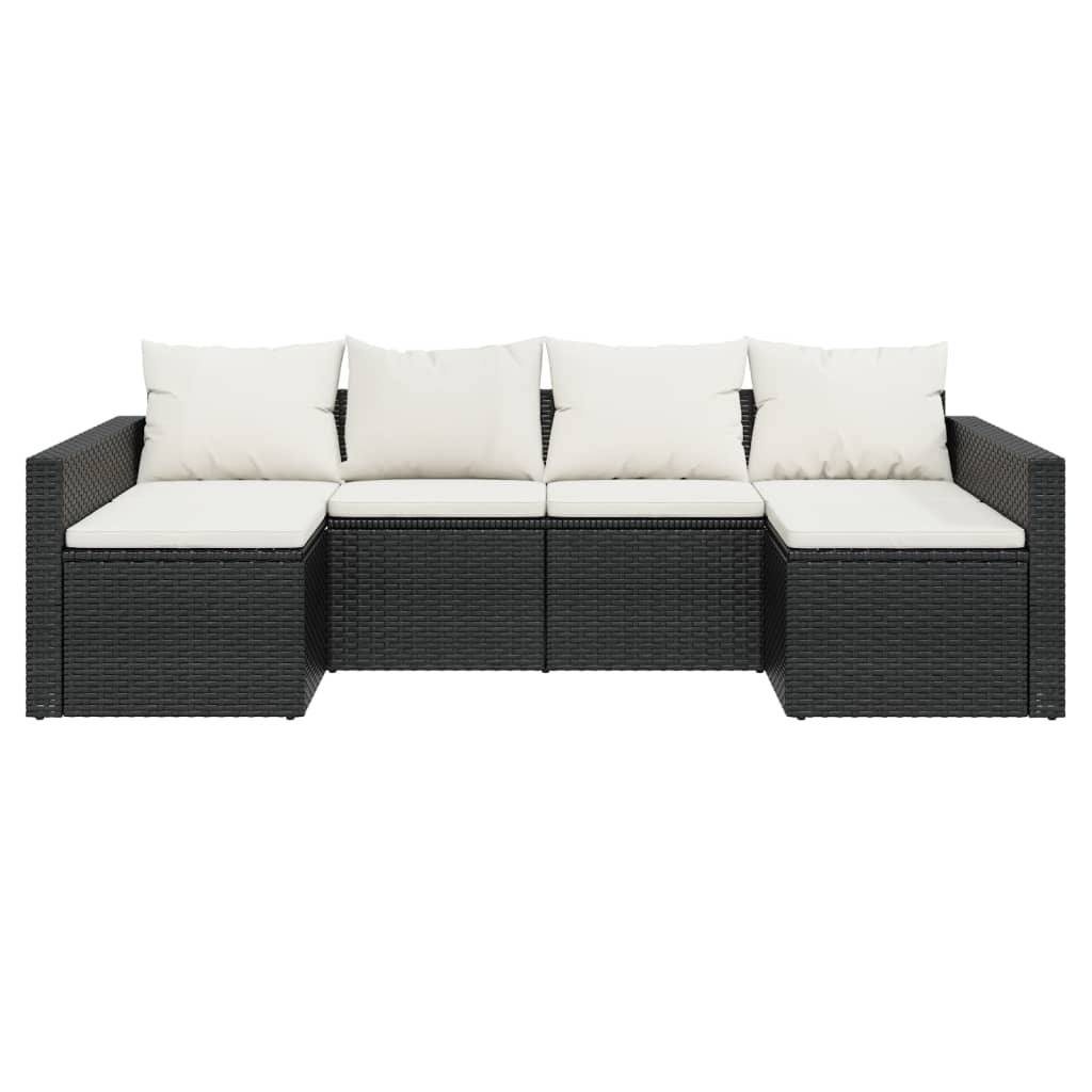 vidaXL 2-delige Loungeset met kussens poly rattan zwart