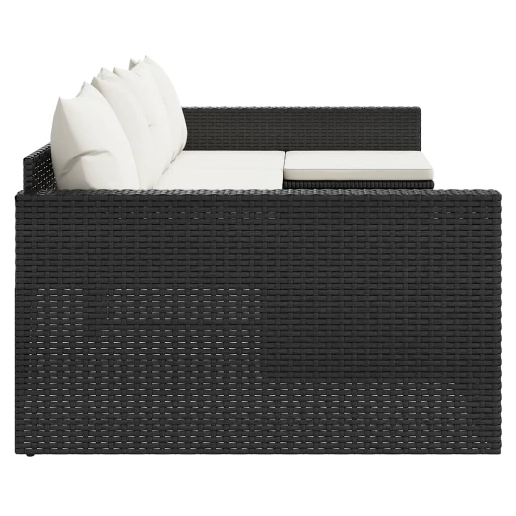 vidaXL 2-delige Loungeset met kussens poly rattan zwart