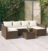 vidaXL 2-delige Loungeset met kussens poly rattan bruin