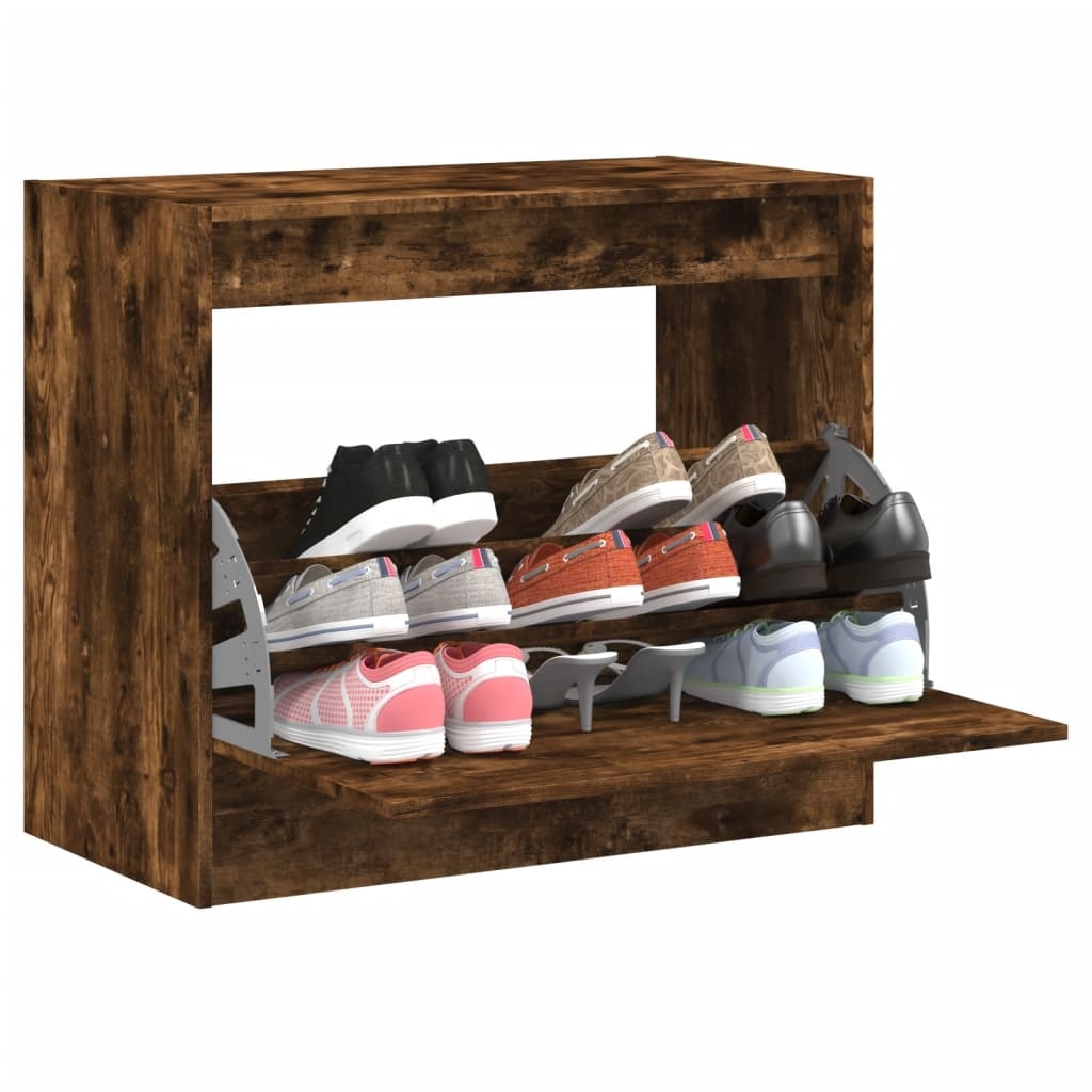 VidaXL Schoenenkast 80x42x69 cm bewerkt hout gerookt eikenkleurig