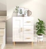 VidaXL Dressoir 69,5x34x90 cm bewerkt hout hoogglans wit