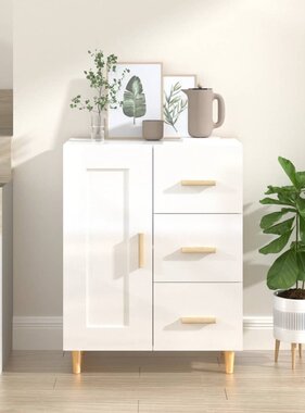 VidaXL Dressoir 69,5x34x90 cm bewerkt hout hoogglans wit