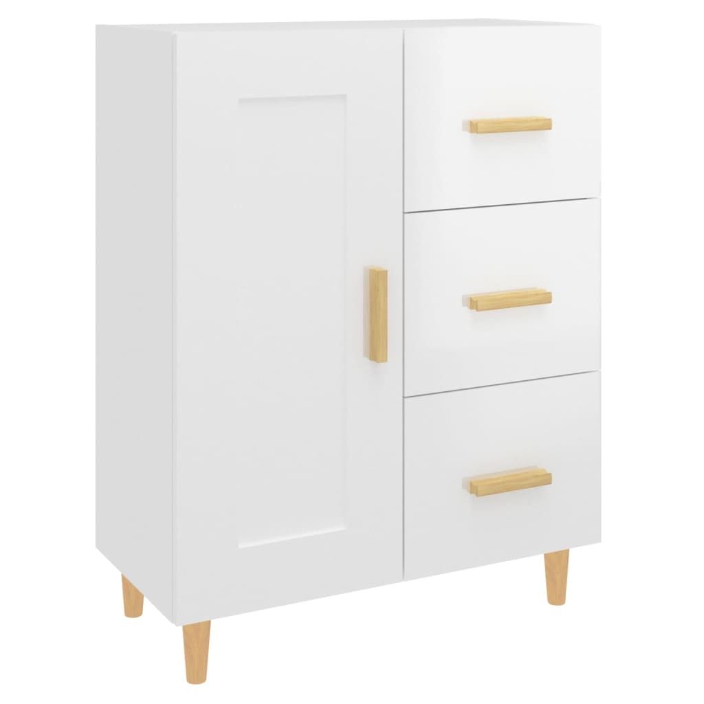 VidaXL Dressoir 69,5x34x90 cm bewerkt hout hoogglans wit